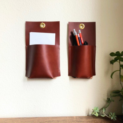 Wall Pocket Pu Leather Organizer Hanging Wall Storage Pocket Pencil Holder Storage Organizer Shelf