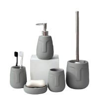 Smile face type ceramic soap dispenser soap dish toothbrush holder gargle tumbler toilet brush holder set of 5