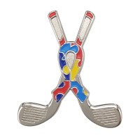 Golf club lapel pins badge pull up with awareness ribbon logo