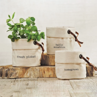 Wholesale New Designer Waterproof Waxed Canvas Cotton Stylish Canvas Planter Baskets With Customized Label Logo