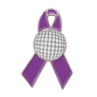 Purple awareness ribbon disc golf course bag lapel pins