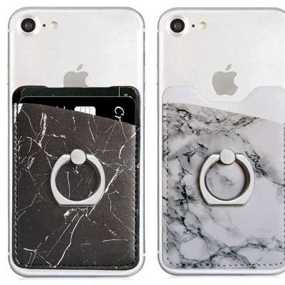 Factory Supply Marble Phone Back Wallet With Ring Stand