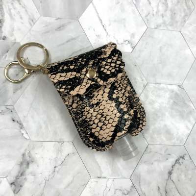 Snake Grain pu leather Liquid Soap travel Holder Keychain Case