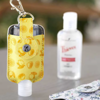 Cute Floral pattern Portable Leather lotion Bottle Holder Keychain Hand Rub Soap Pocket